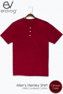 Henley Short Sleeve T-Shirt : Crimson Color