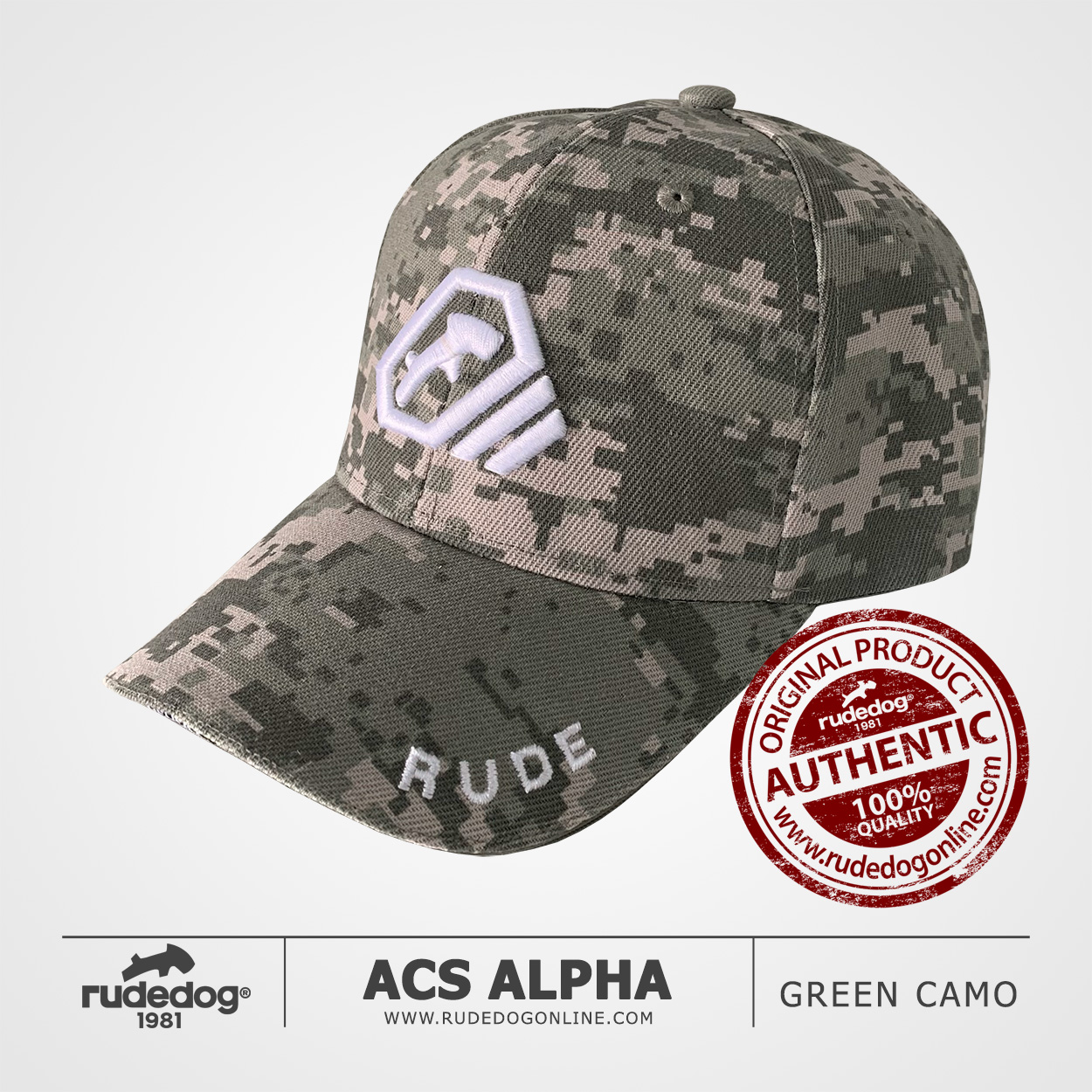 หมวกแก๊ป rudedog รุ่น ACS Alpha สีลายพรางเขียว