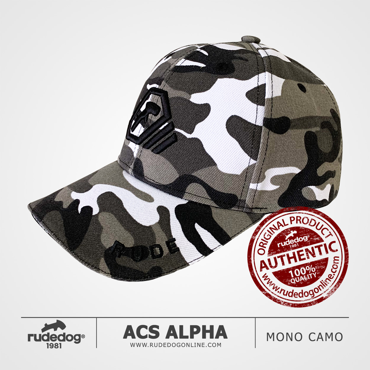 หมวกแก๊ป rudedog รุ่น ACS Alpha สีเทาลายพราง