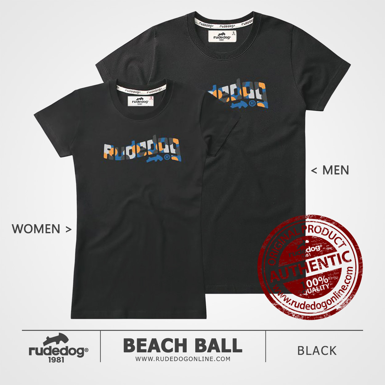 เสื้อยืด rudedog รุ่น Beach Ball สีดำ