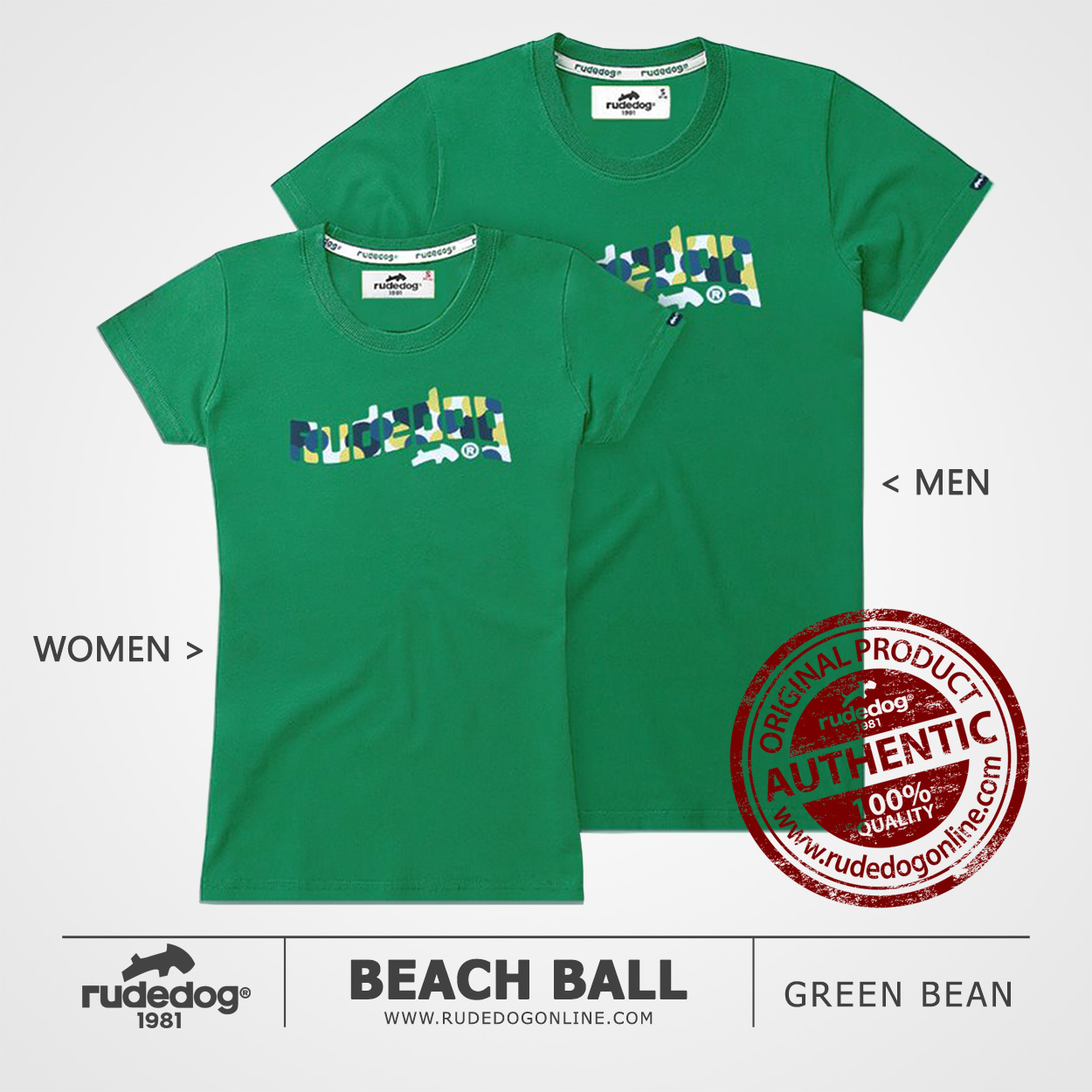 เสื้อยืด rudedog รุ่น Beach Ball สีเขียวกรีนบีน