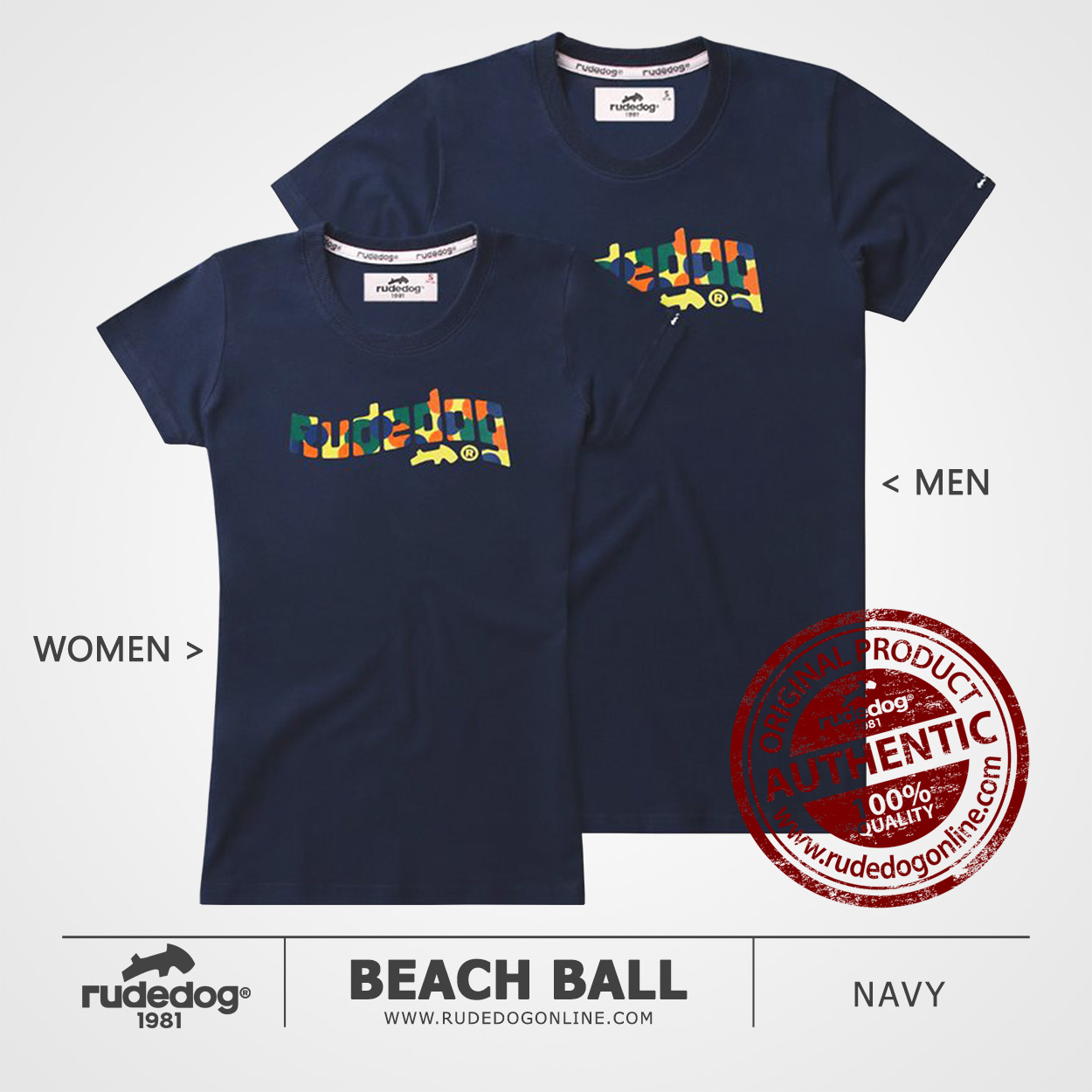 เสื้อยืด rudedog รุ่น Beach Ball สีกรมท่า