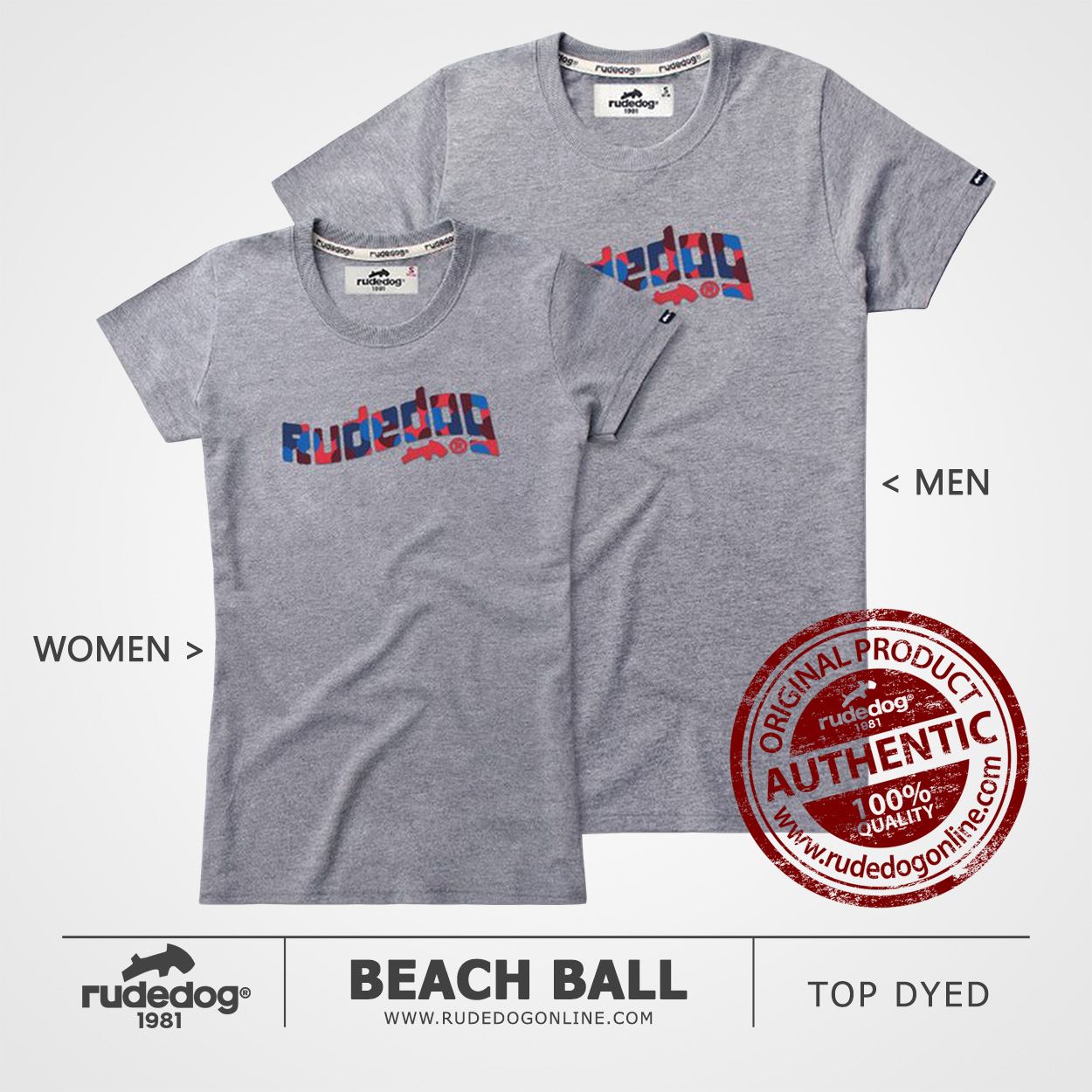 เสื้อยืด rudedog รุ่น Beach Ball สีเทาท็อปดราย