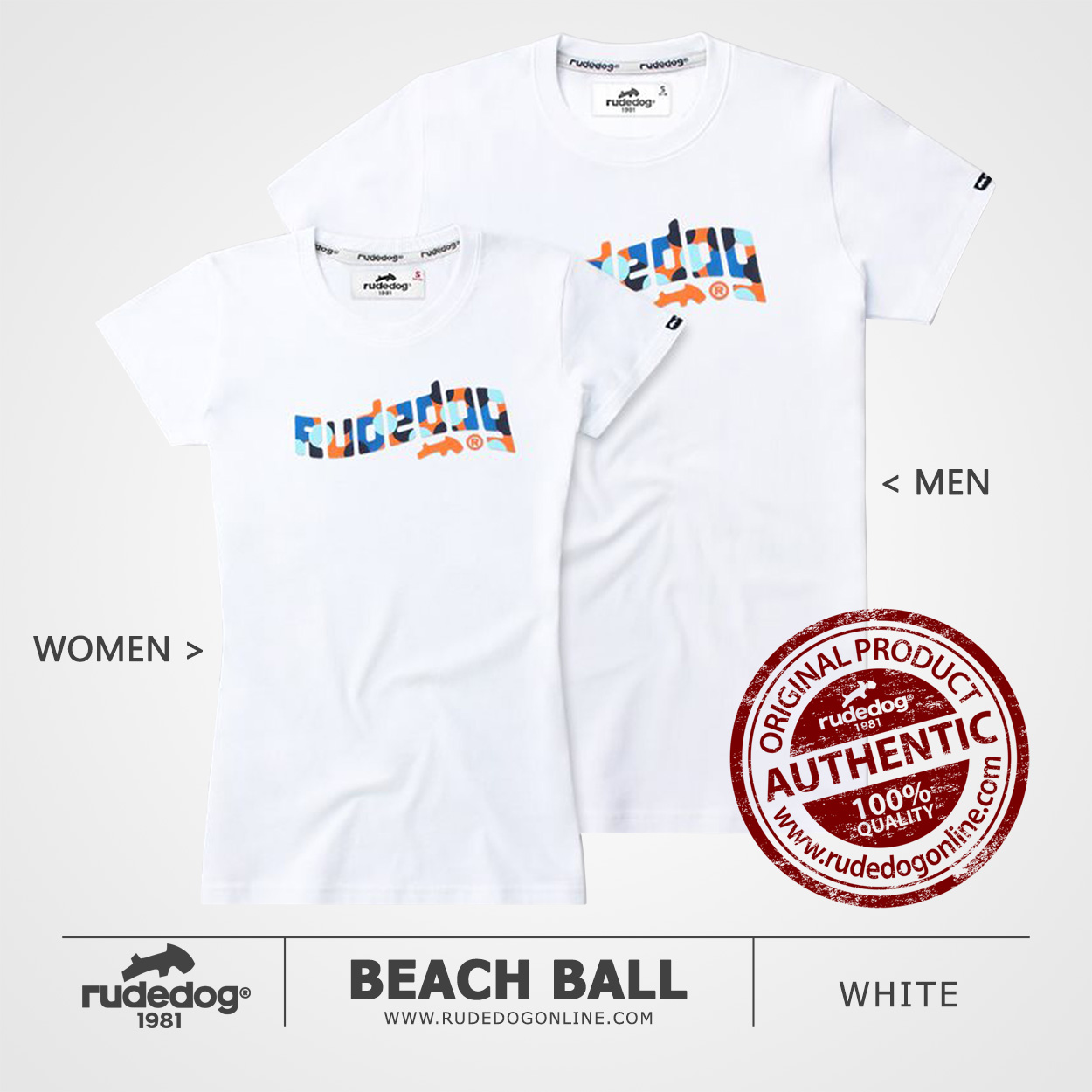 เสื้อยืด rudedog รุ่น Beach Ball สีขาว