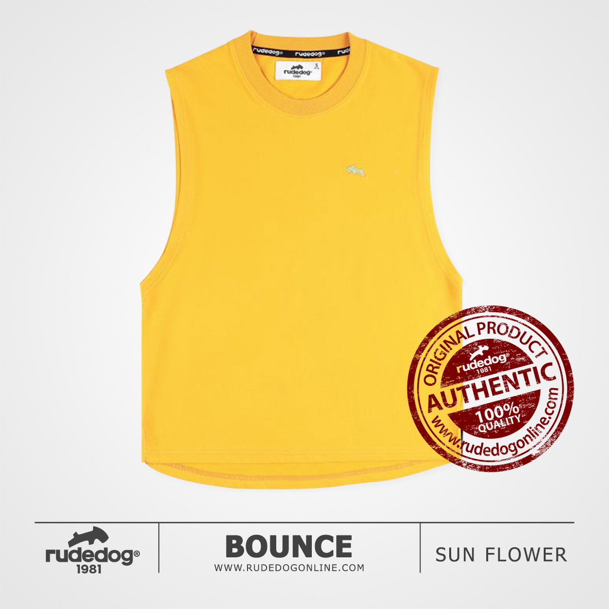 เสื้อยืดแขนกุด เว้าลึก rudedog รุ่น Bounce สีเหลืองซันฟลาวเวอร์