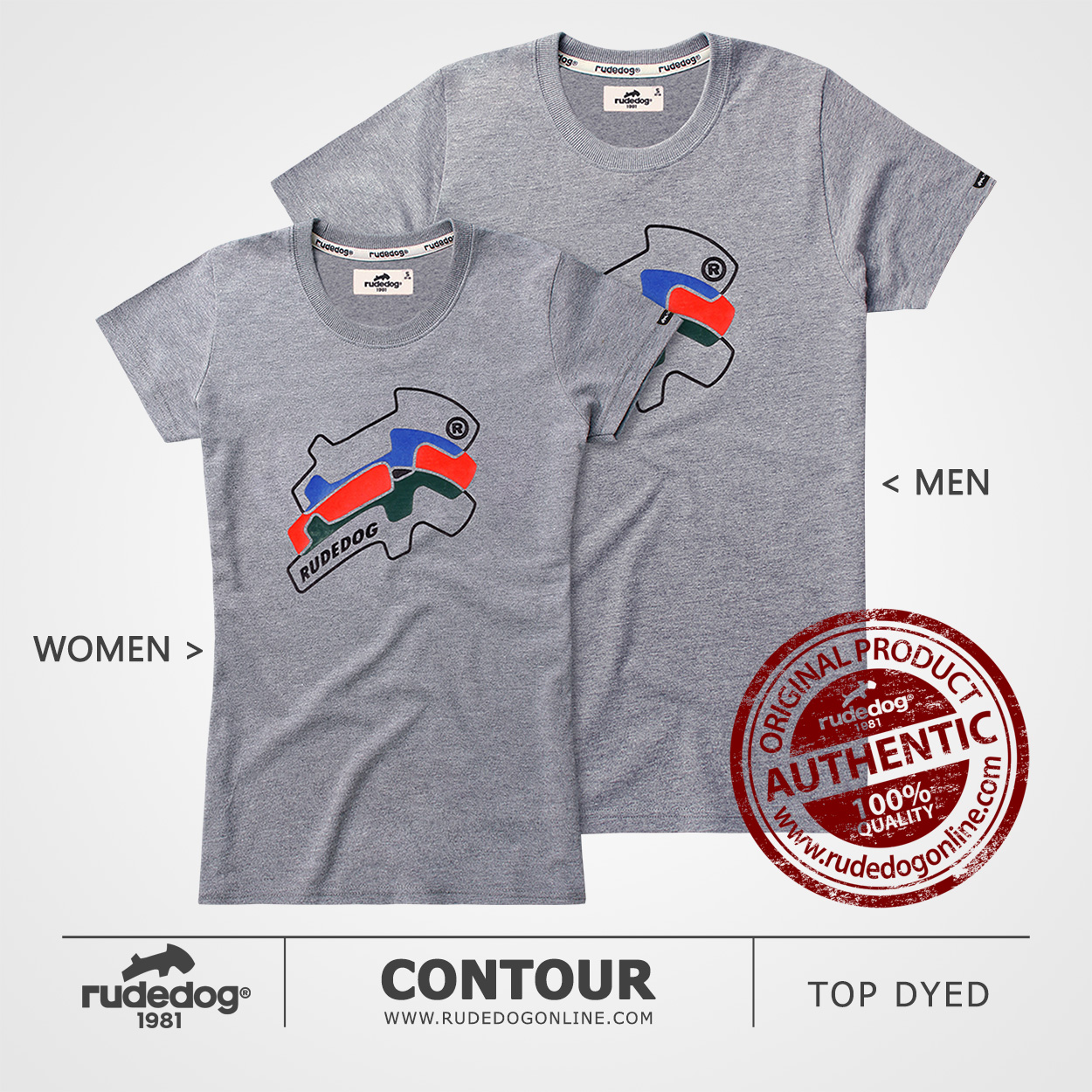 เสื้อยืด rudedog รุ่น Contour สีเทาท็อปดราย