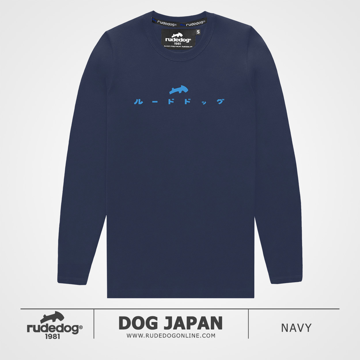 เสื้อยืดแขนยาว rudedog รุ่น DOG JAPAN สีกรมท่า