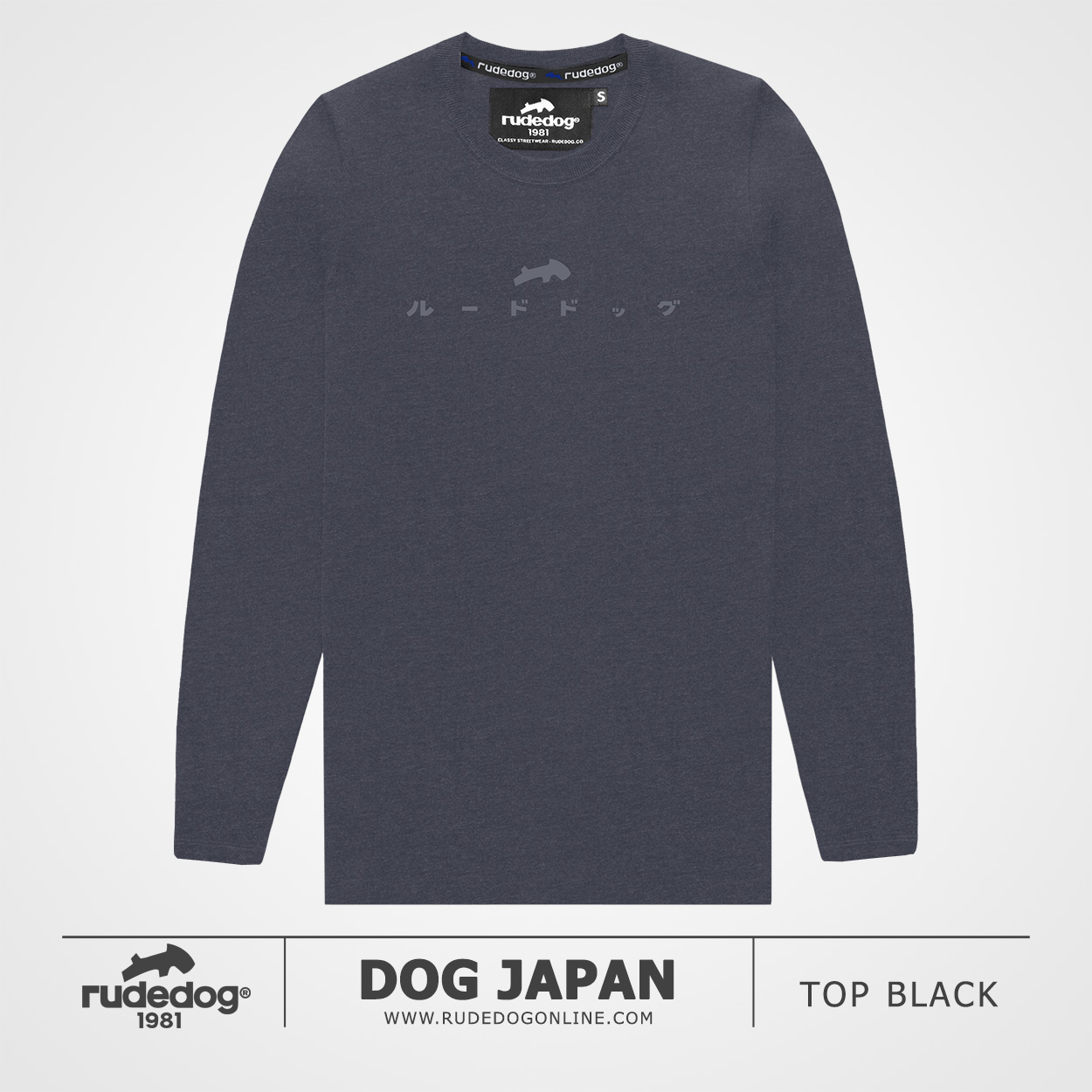 เสื้อยืดแขนยาว rudedog รุ่น DOG JAPAN สีท็อปแบล็ค
