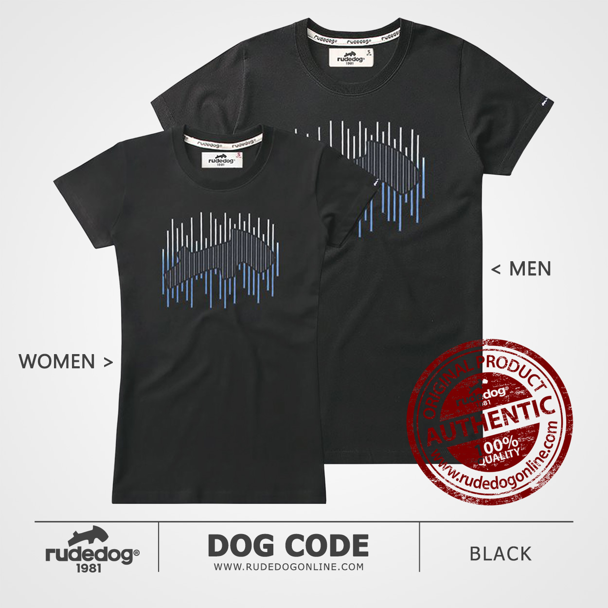 เสื้อยืด rudedog รุ่น Dog Code สีดำ