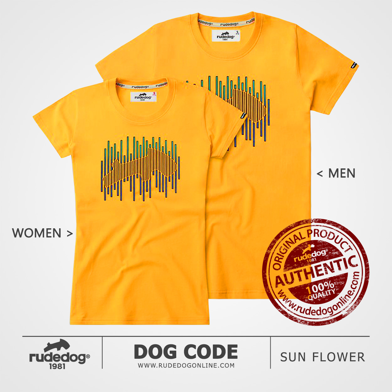 เสื้อยืด rudedog รุ่น Dog Code สีเหลืองซันฟลาวเวอร์