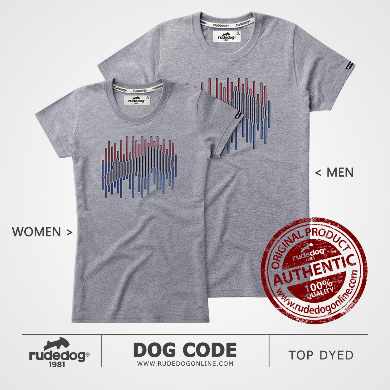 เสื้อยืด rudedog รุ่น Dog Code สีเทาท็อปดราย