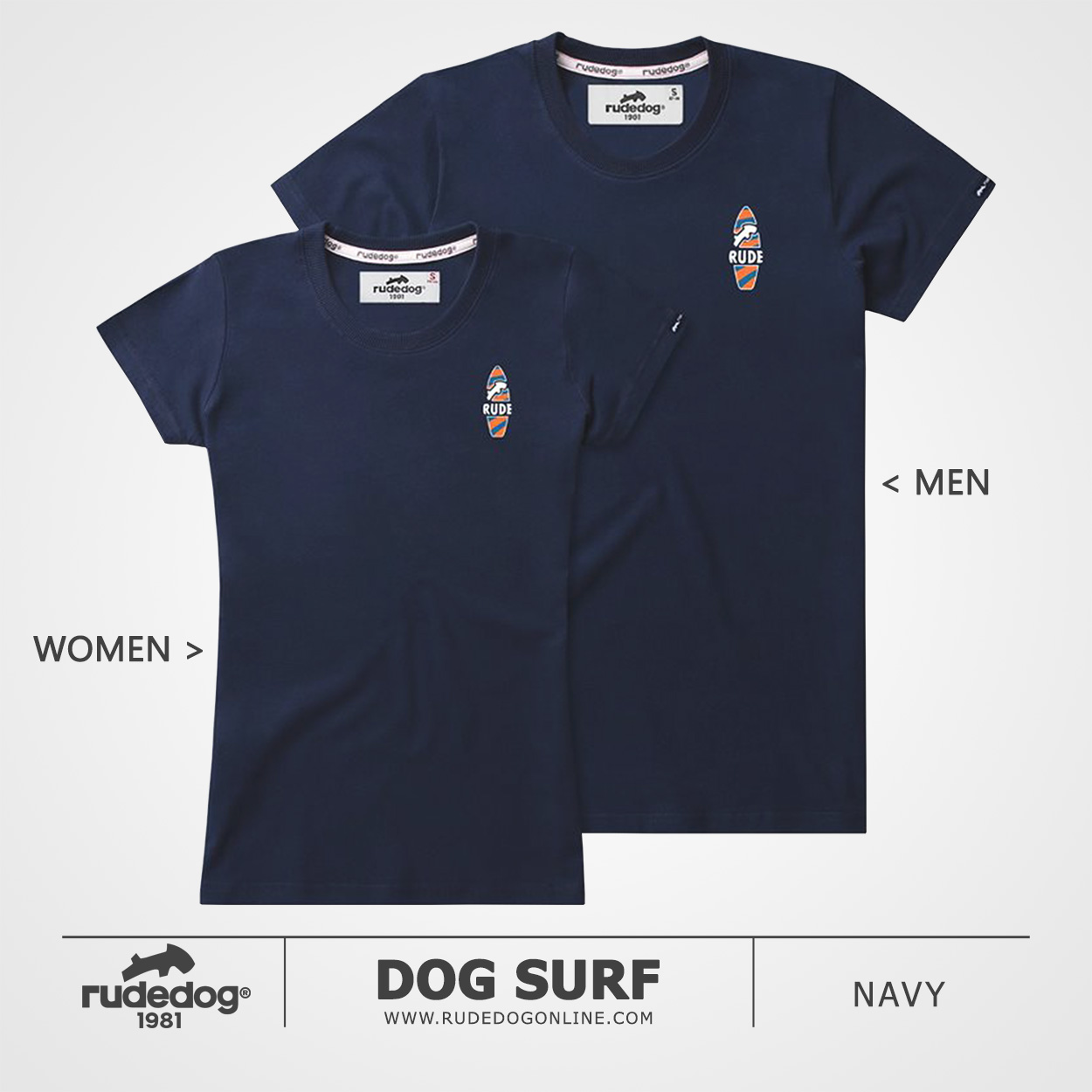 เสื้อยืด rudedog รุ่น Dog Surf สีกรมท่า