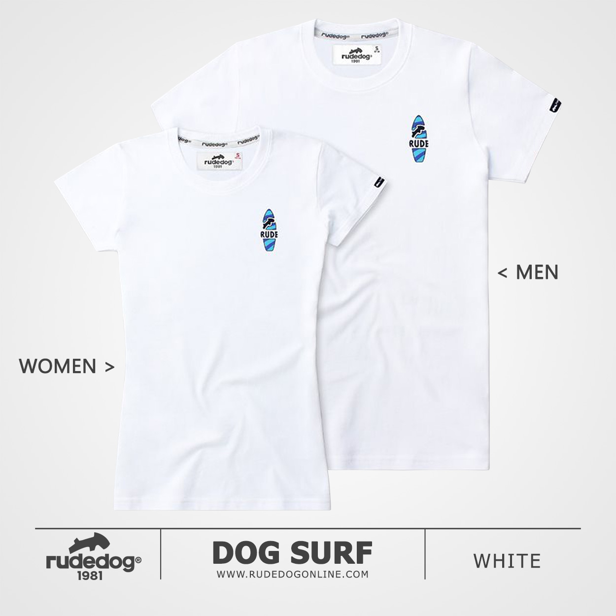 เสื้อยืด rudedog รุ่น Dog Surf สีขาว