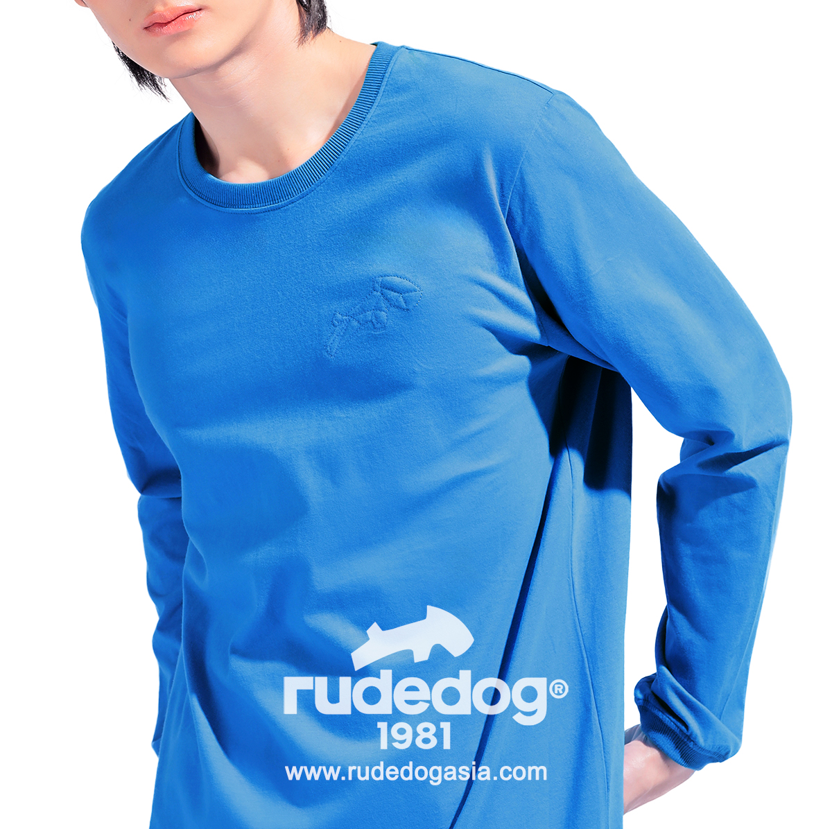 เสื้อยืดแขนยาว rudedog รุ่น Dogstar สีฟ้า ผู้ชาย