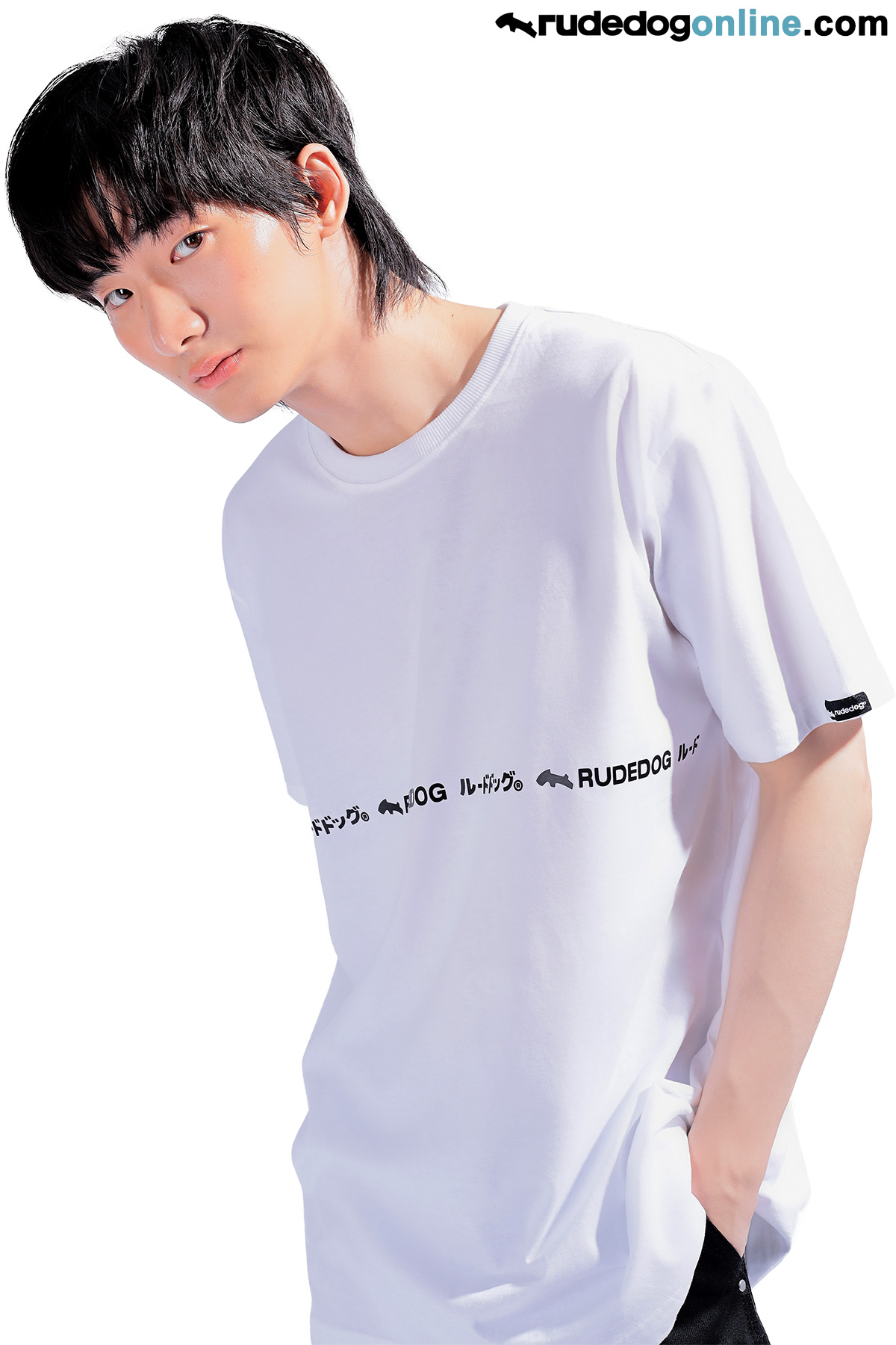 ลายเสื้อยืด rudedog รุ่น Fusion Line ผู้ชาย สีขาว