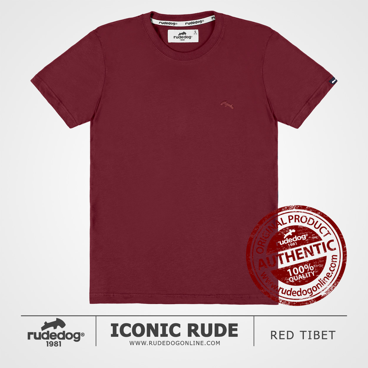 เสื้อยืด rudedog รุ่น Iconic Rude สีแดงทิเบต