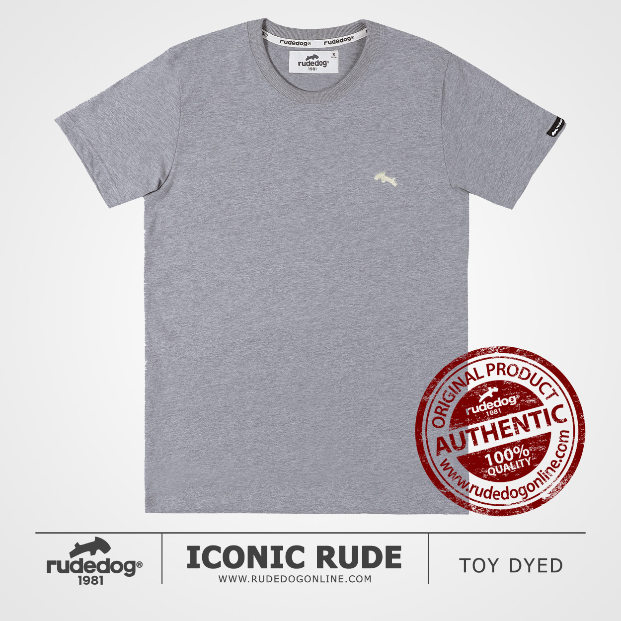 เสื้อยืด rudedog รุ่น Iconic Rude สีเทาท็อปดราย