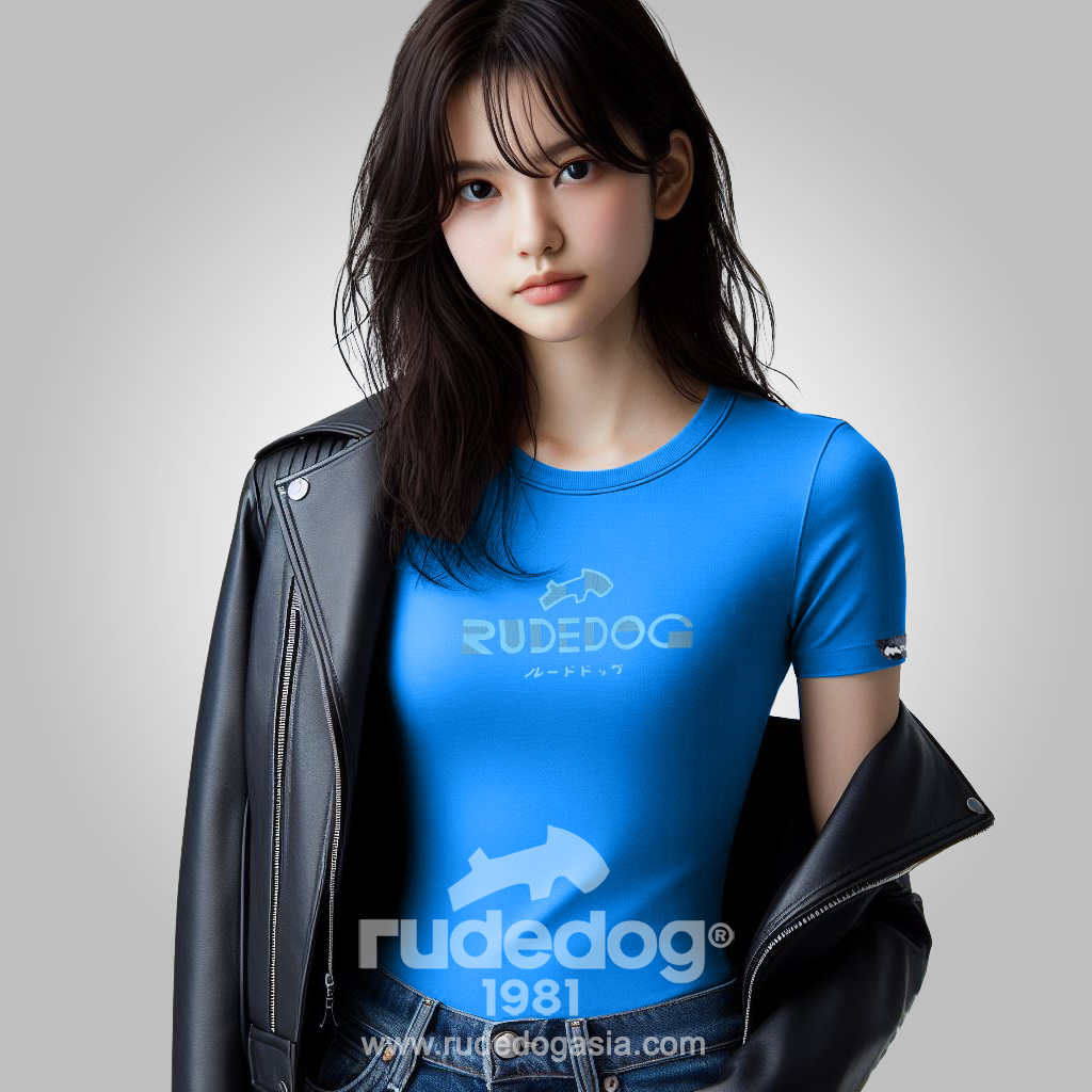 เสื้อยืด rudedog รุ่น LINE UP สีฟ้า ผู้หญิง