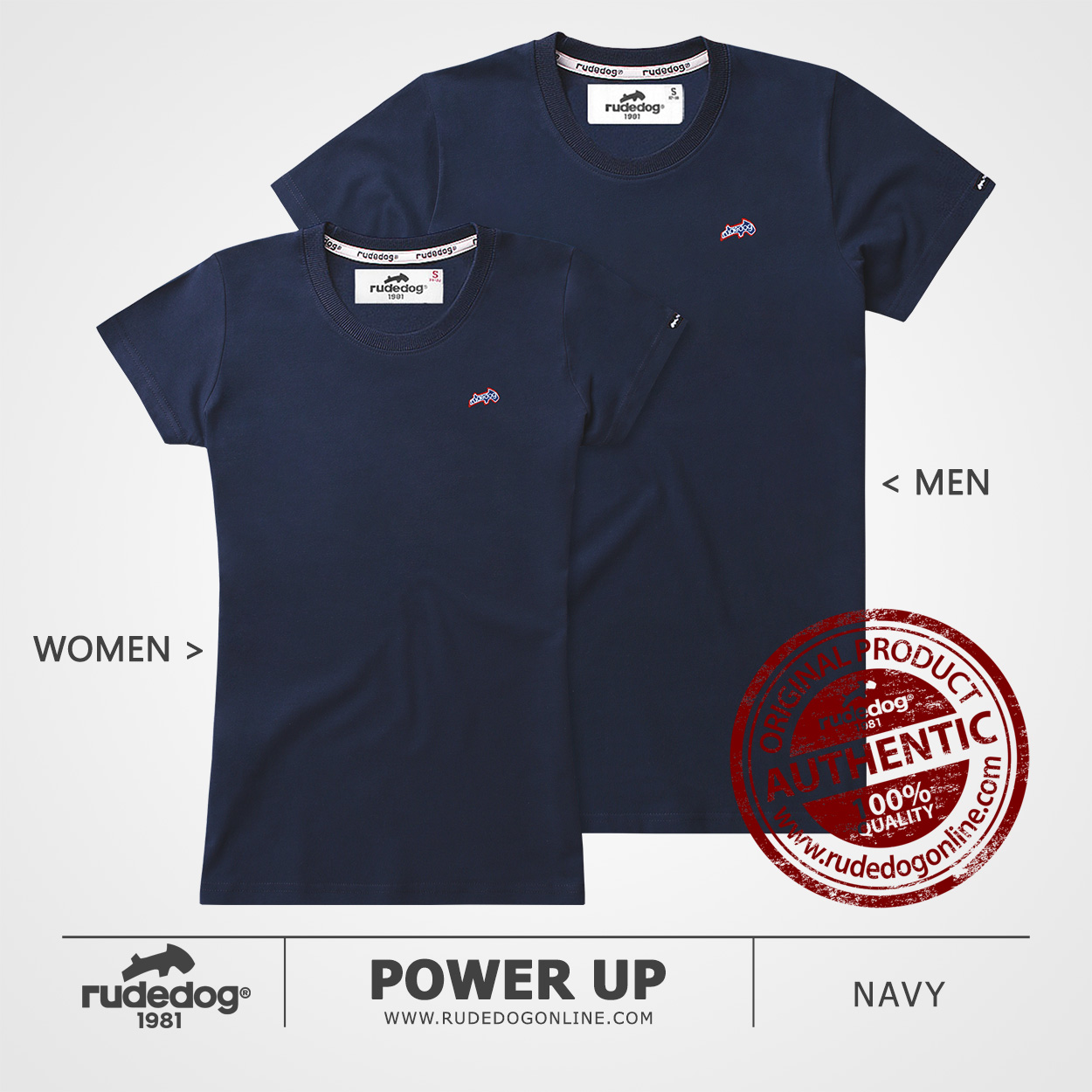 เสื้อยืด rudedog รุ่น Power Up สีกรมท่า