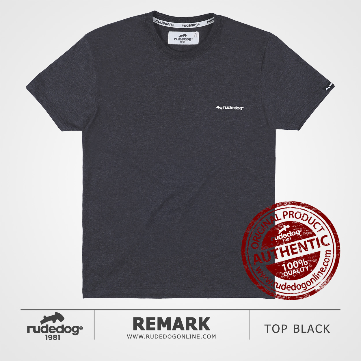 เสื้อยืด rudedog รุ่น Remark สีท็อปแบล็ค