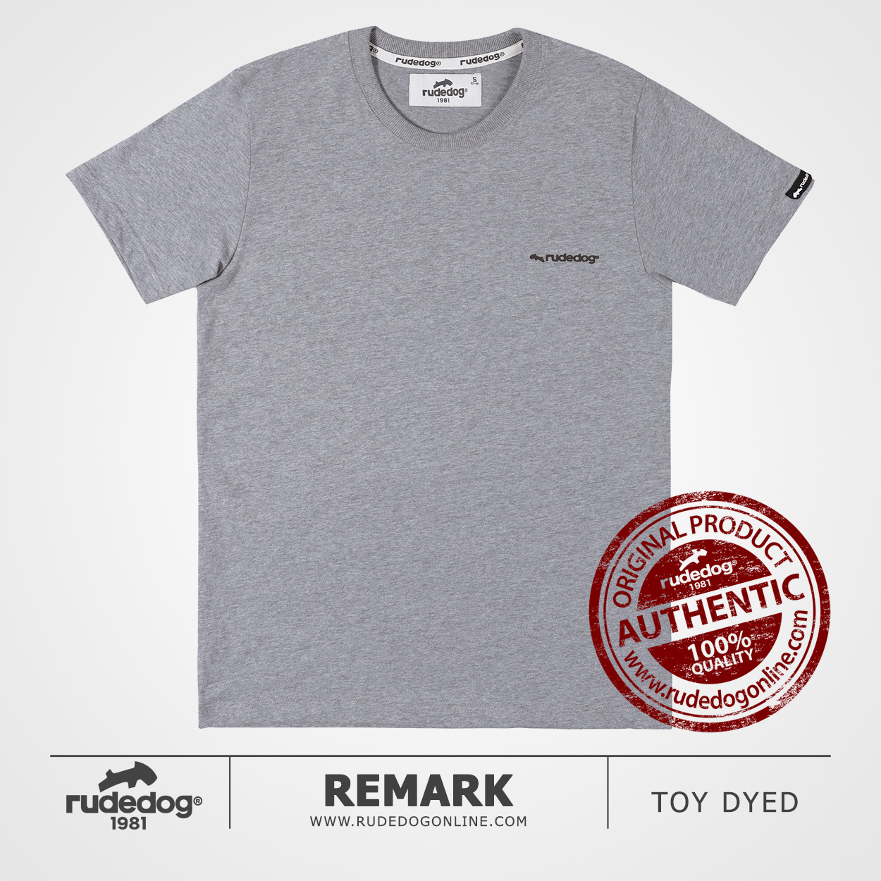 เสื้อยืด rudedog รุ่น Remark สีเทาท็อปดราย