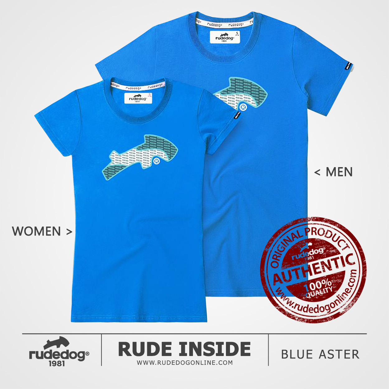 เสื้อยืด rudedog รุ่น Rude Inside สีฟ้า