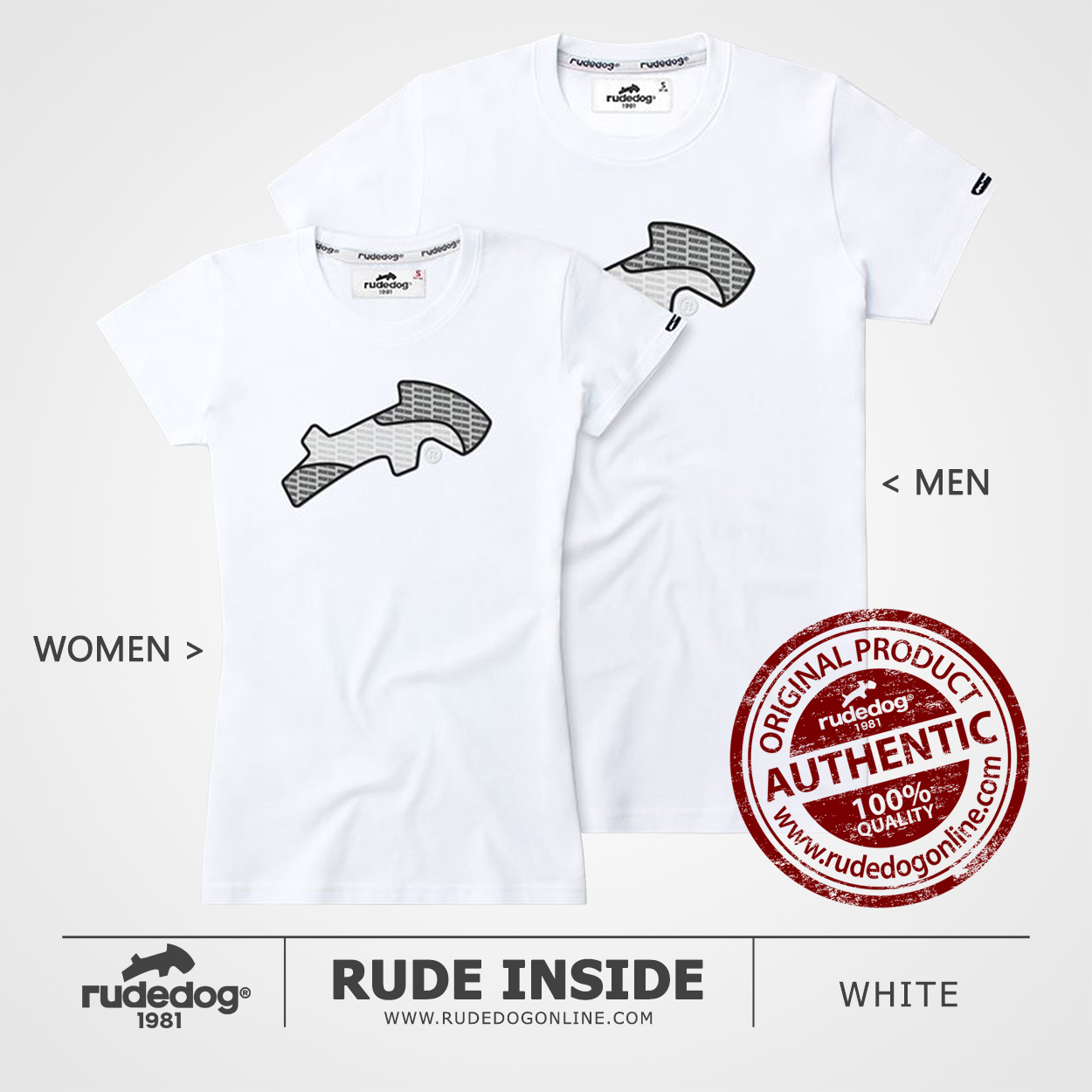เสื้อยืด rudedog รุ่น Rude Inside สีขาว