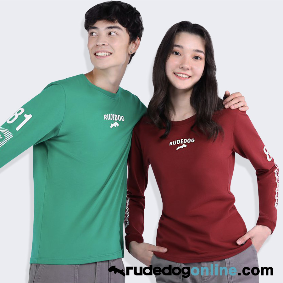 เสื้อยืดแขนยาว rudedog รุ่น Rudetab สีแดงทิเบต