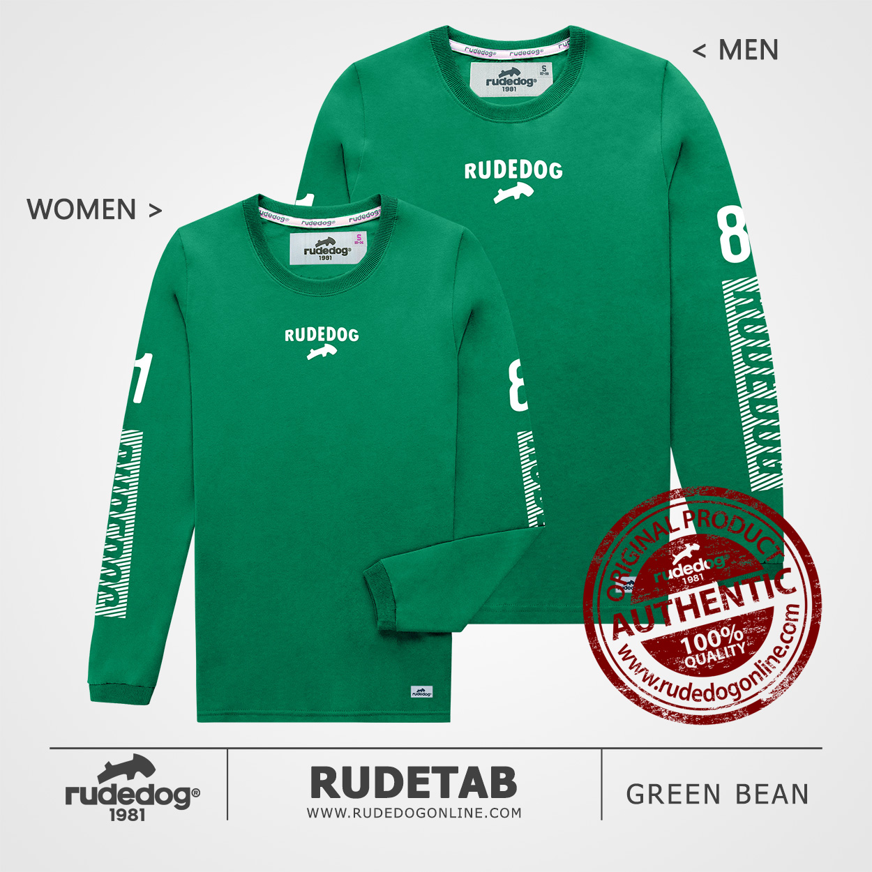 เสื้อยืดแขนยาว rudedog รุ่น Rudetab สีเขียวกรีนบีน