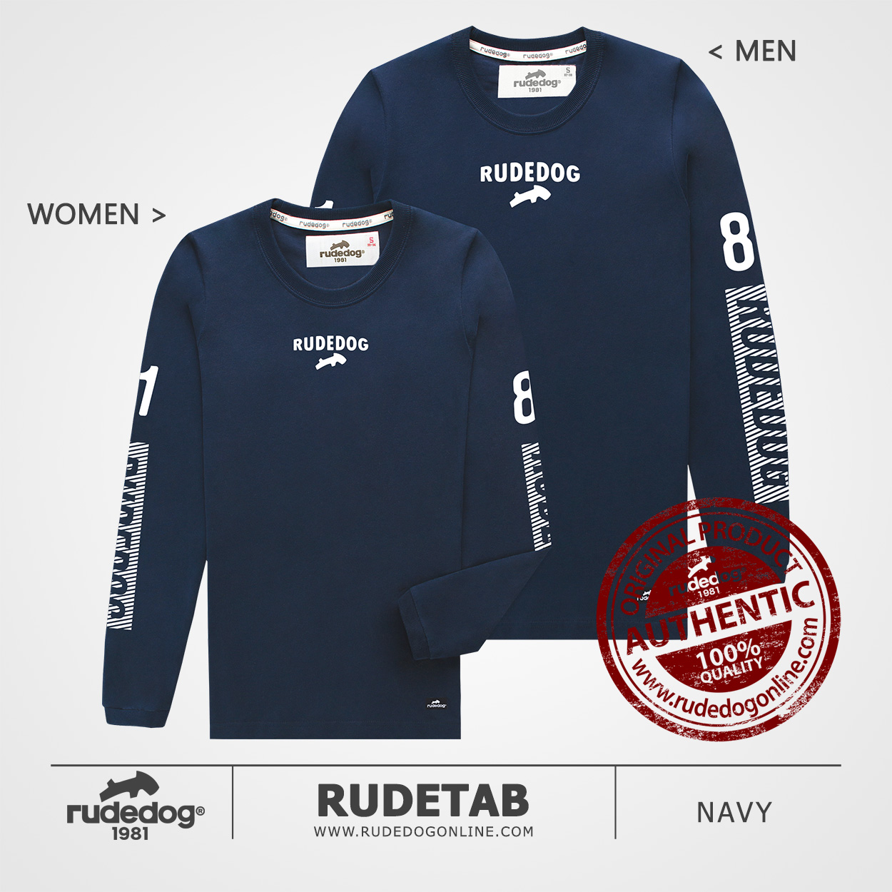 เสื้อยืดแขนยาว rudedog รุ่น Rudetab สีกรมท่า