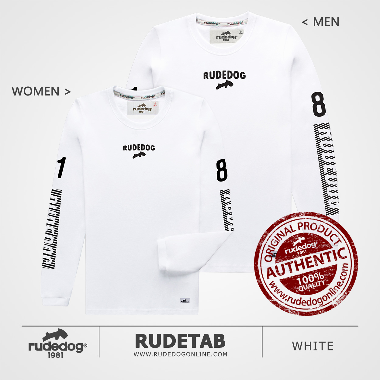 เสื้อยืดแขนยาว rudedog รุ่น Rudetab สีขาว