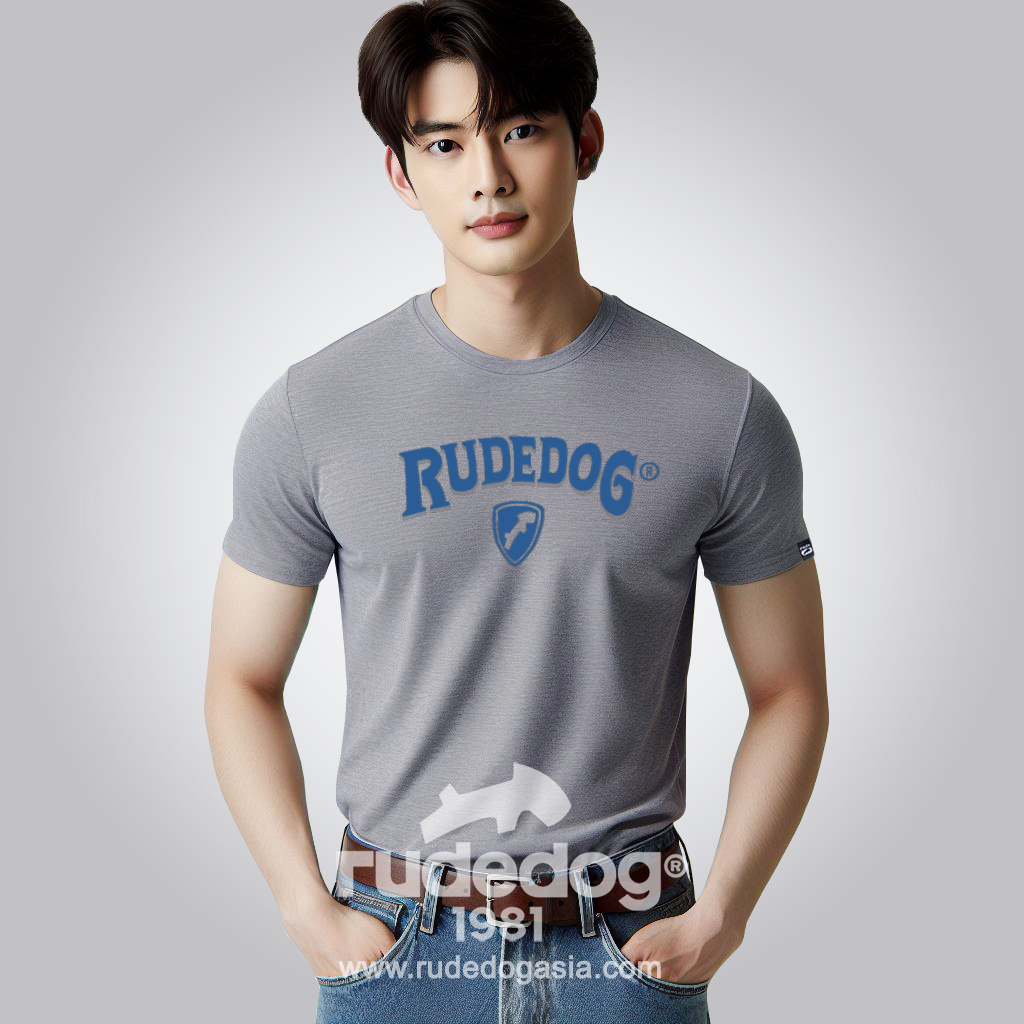 เสื้อยืด rudedog รุ่น SHIELDING ผู้ชาย สีเทาท็อปดราย