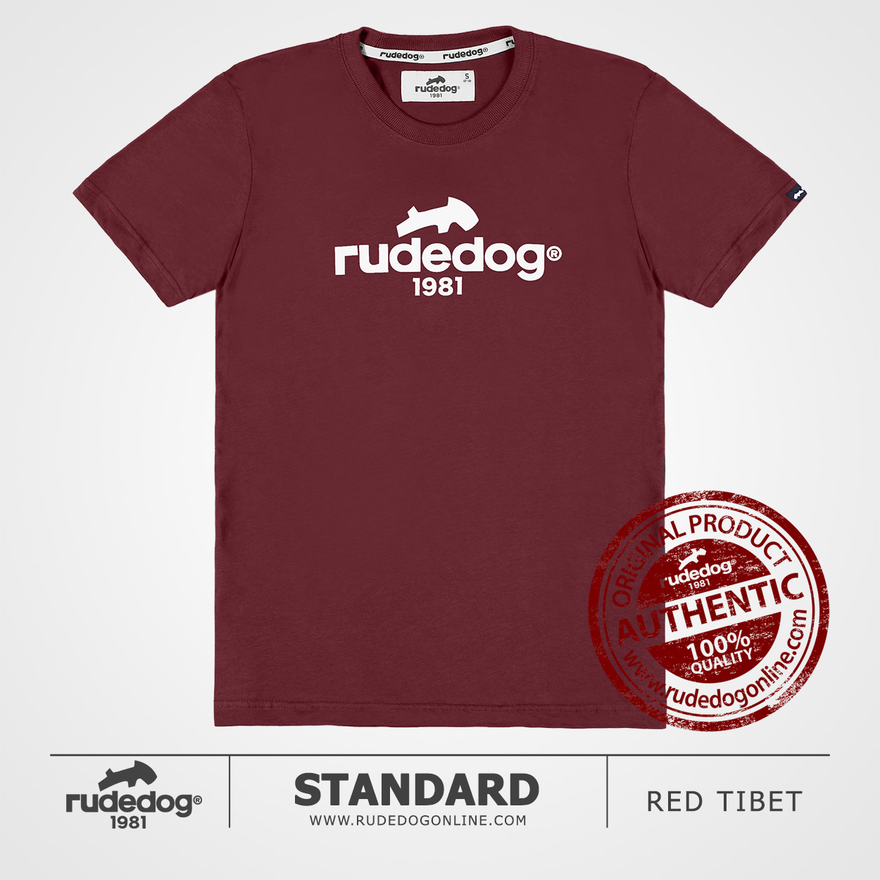 เสื้อยืด rudedog รุ่น Standard สีแดงทิเบต