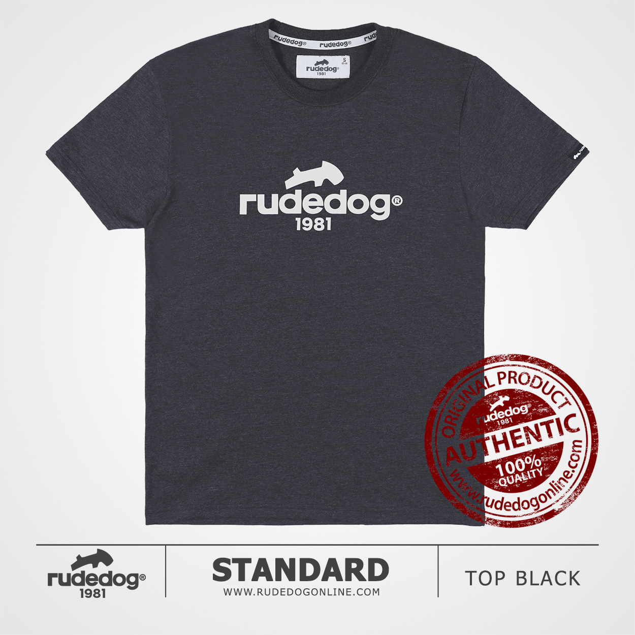 เสื้อยืด rudedog รุ่น Standard สีท็อปแบล็ค