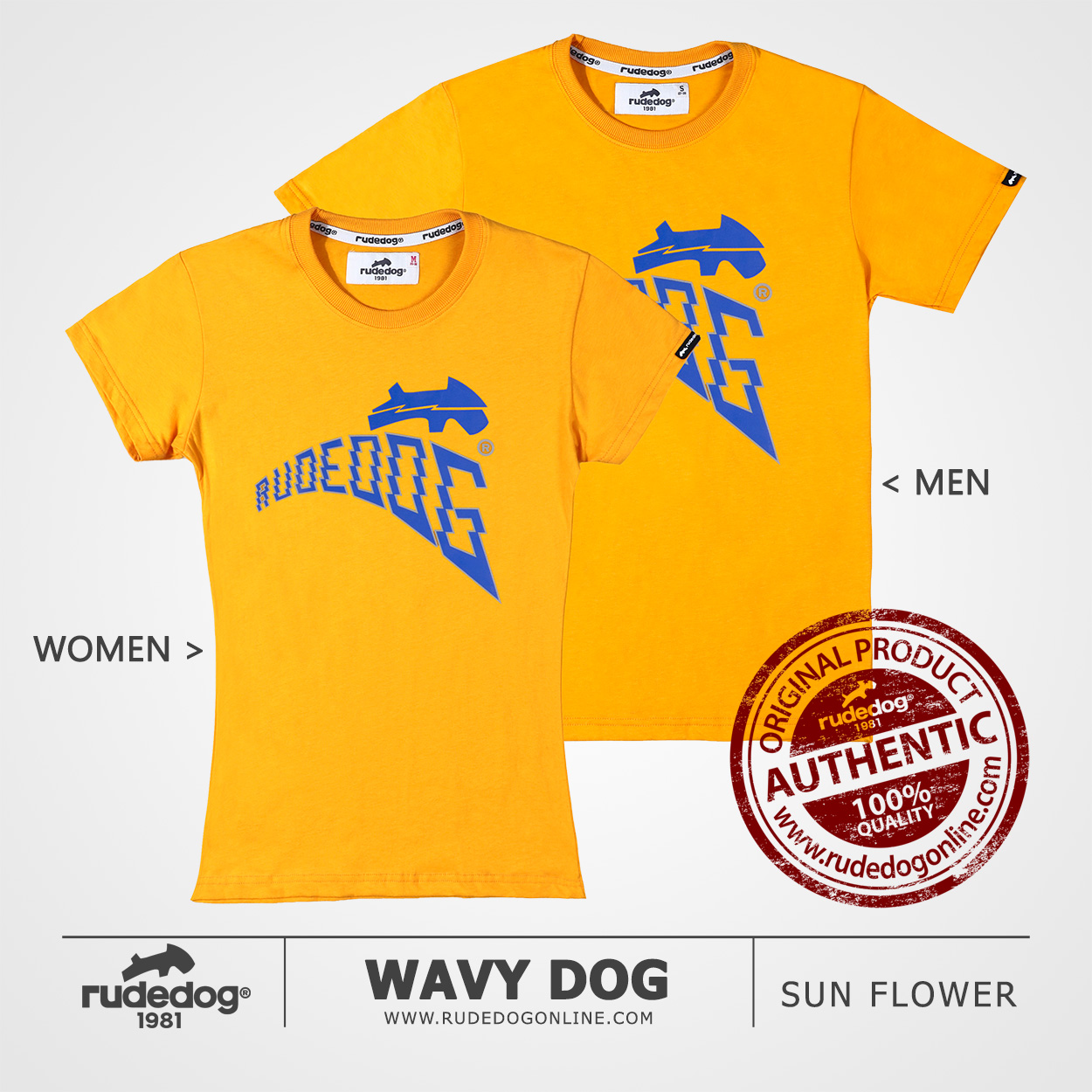 เสื้อยืด rudedog รุ่น Wavy Dog สีเหลืองซันฟลาวเวอร์
