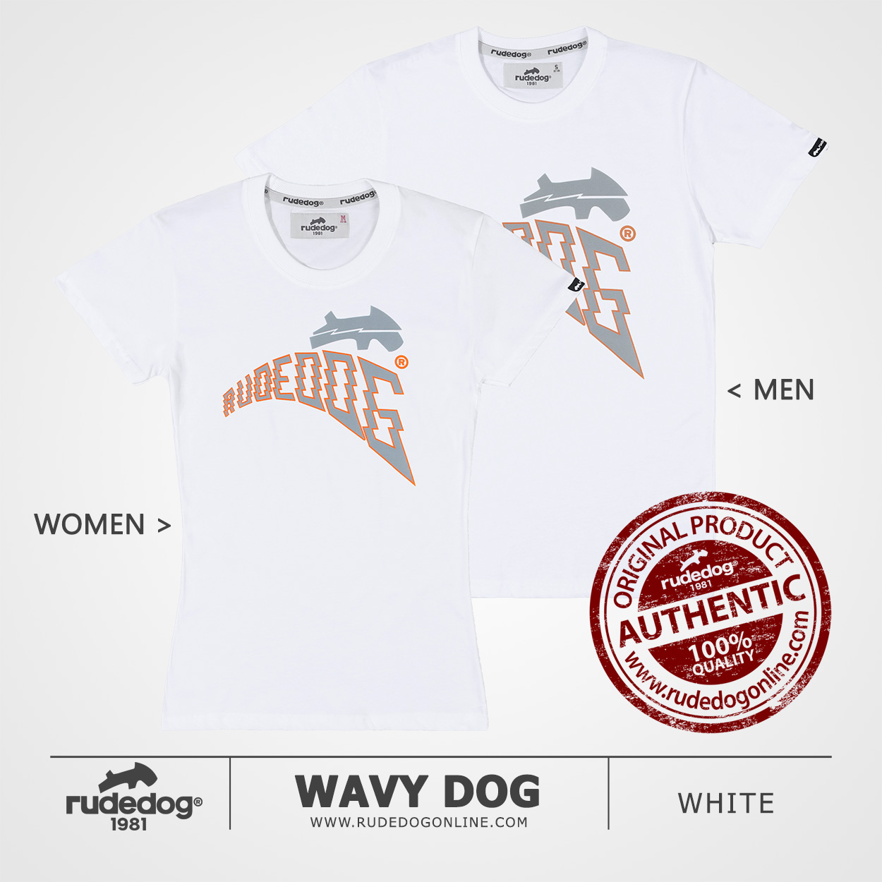 เสื้อยืด rudedog รุ่น Wavy Dog สีขาว