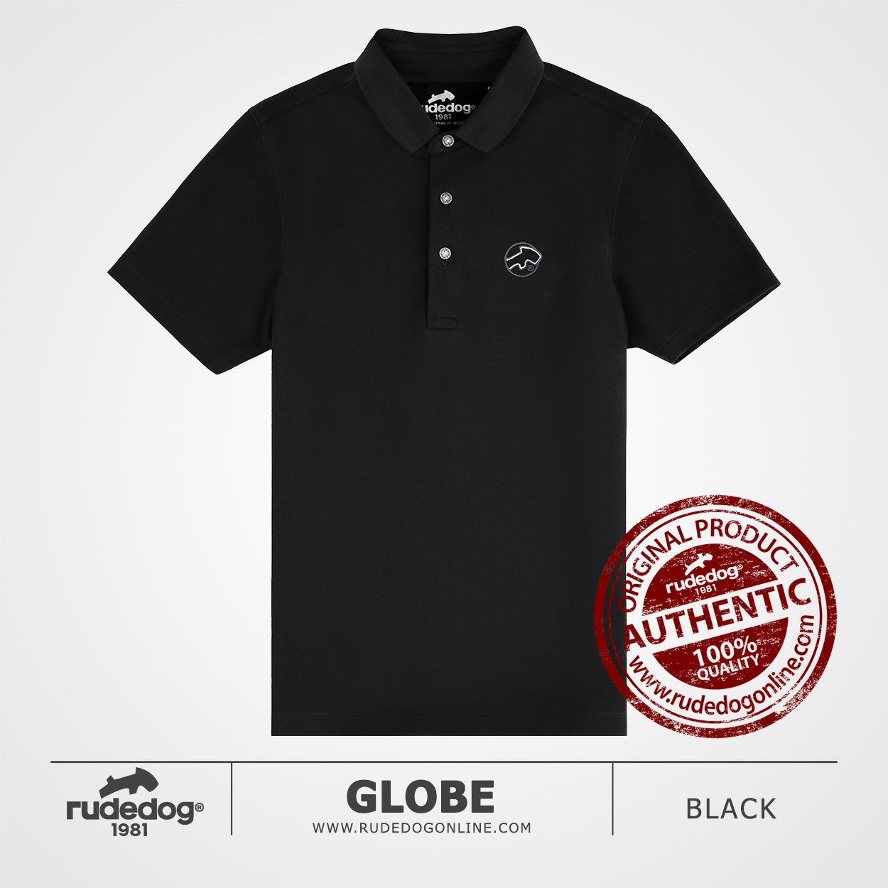 เสื้อโปโล rudedog รุ่น GLOBE สีดำ