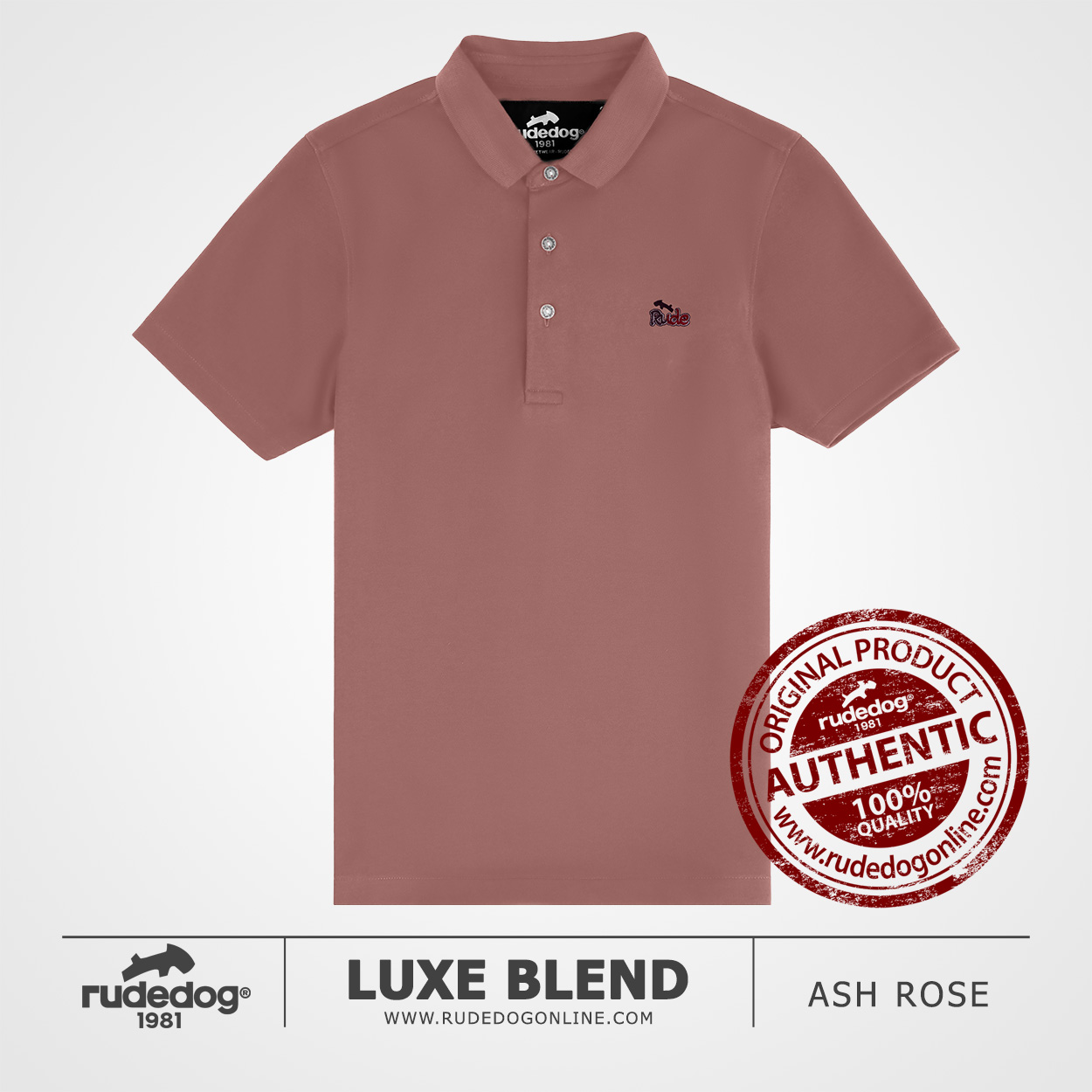เสื้อโปโล rudedog รุ่น LUXE BLEND สีดอกกุหลาบ