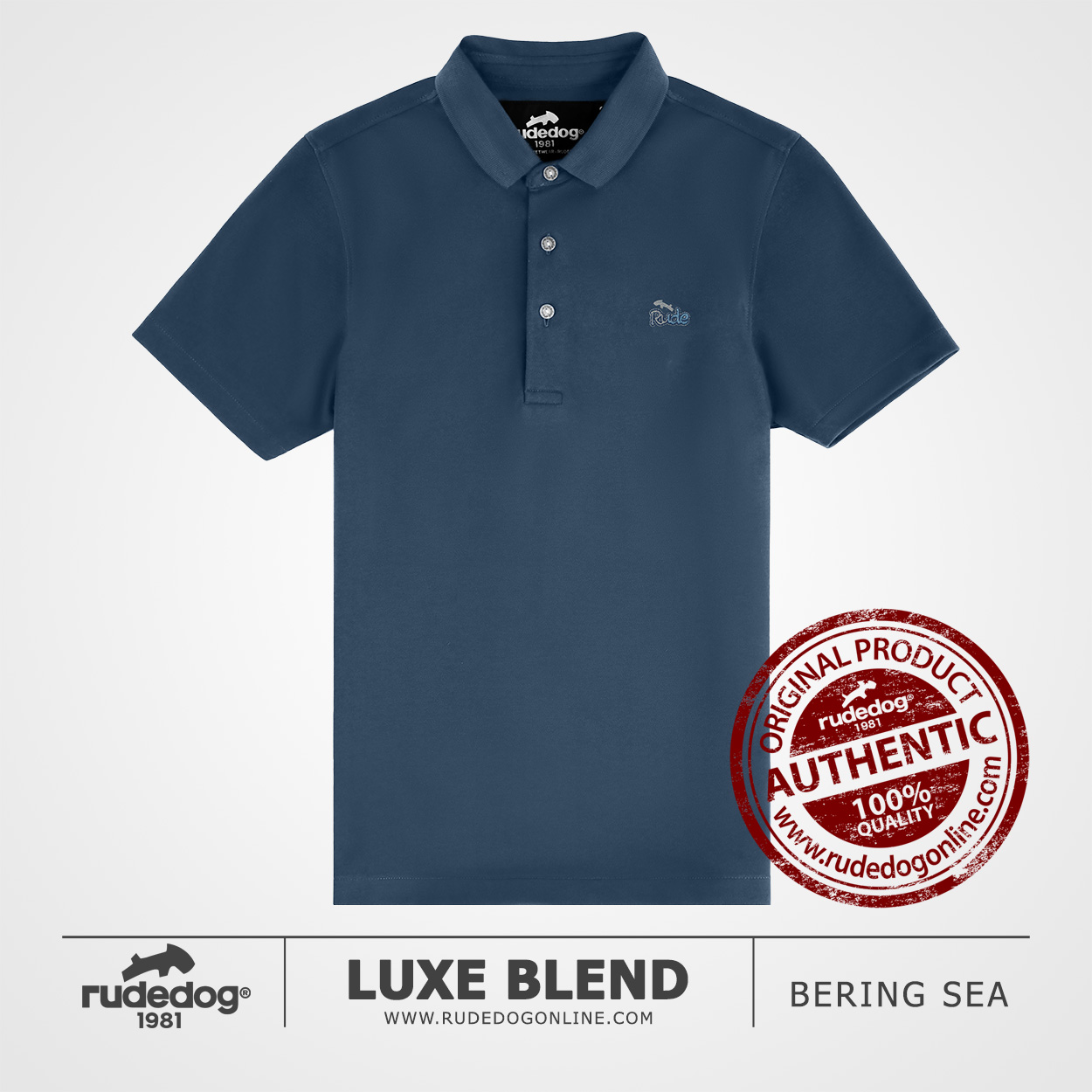 เสื้อโปโล rudedog รุ่น LUXE BLEND สีทะเลเบริง